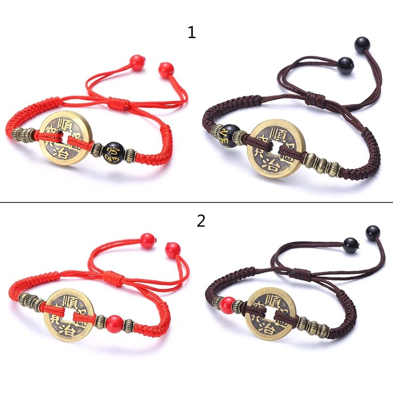 R3MC-pulsera Oriental Vintage, brazalete de cuerda hecho a mano, joyería de la buena suerte, pulsera de riqueza, , longitud ajustable
