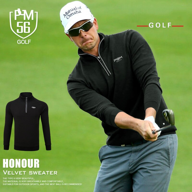 Hommes Golf manches longues chemise épaississement doublure garder au col montant T-shirt