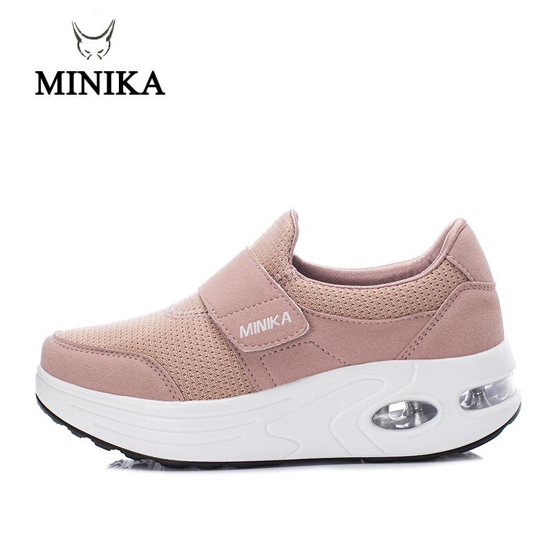 Comfortable Wedge Sneaker Slimming Toning Shoes Thick Bottom Increase Minika Women Fitness Shoes Travel Air Swing Shoes Walking