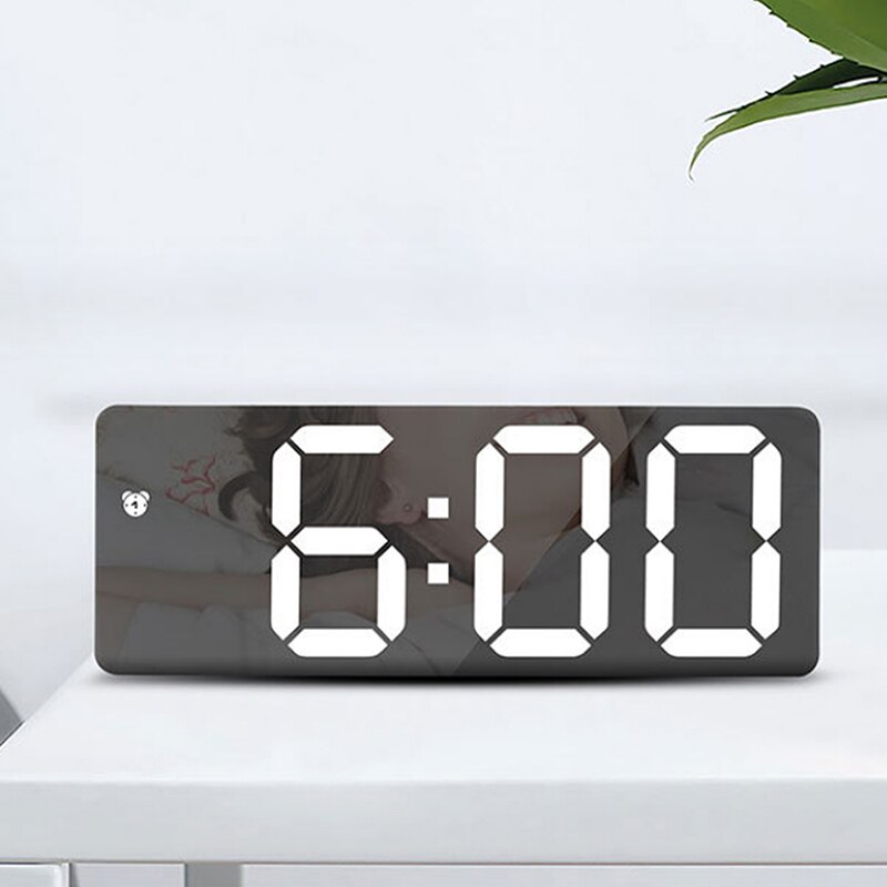 mini LED mirror digital watch clock display date temperature for home bedroom desktop electronic alarm clock