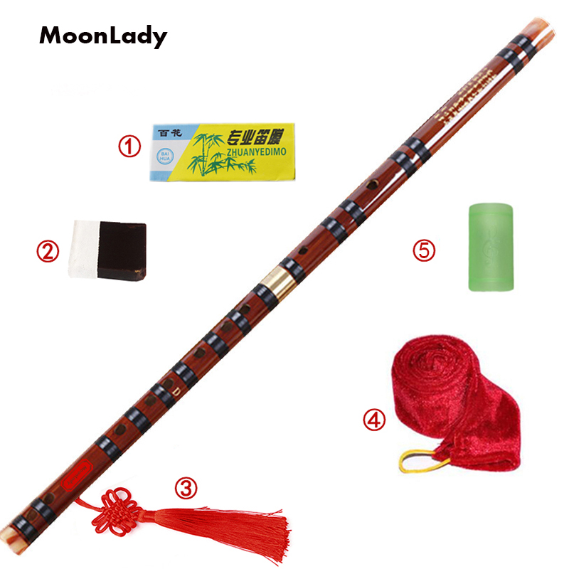 Flauta de bambú con clave C D E F G, instrumentos musicales de línea negra, instrumento tradicional de viento de madera chino hecho a mano, fácil de aprender