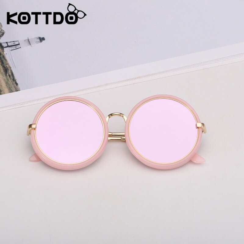 Kottdo klassiske runde børn solbriller vintage drenge piger børn solbriller metal antirefleks solbriller  uv400