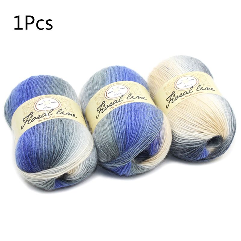 Soft Worsted Yarn Rainbow Gradient Colors DIY Baby Knitting Wool Shawl Scarf Crochet Thread Supplies: 15