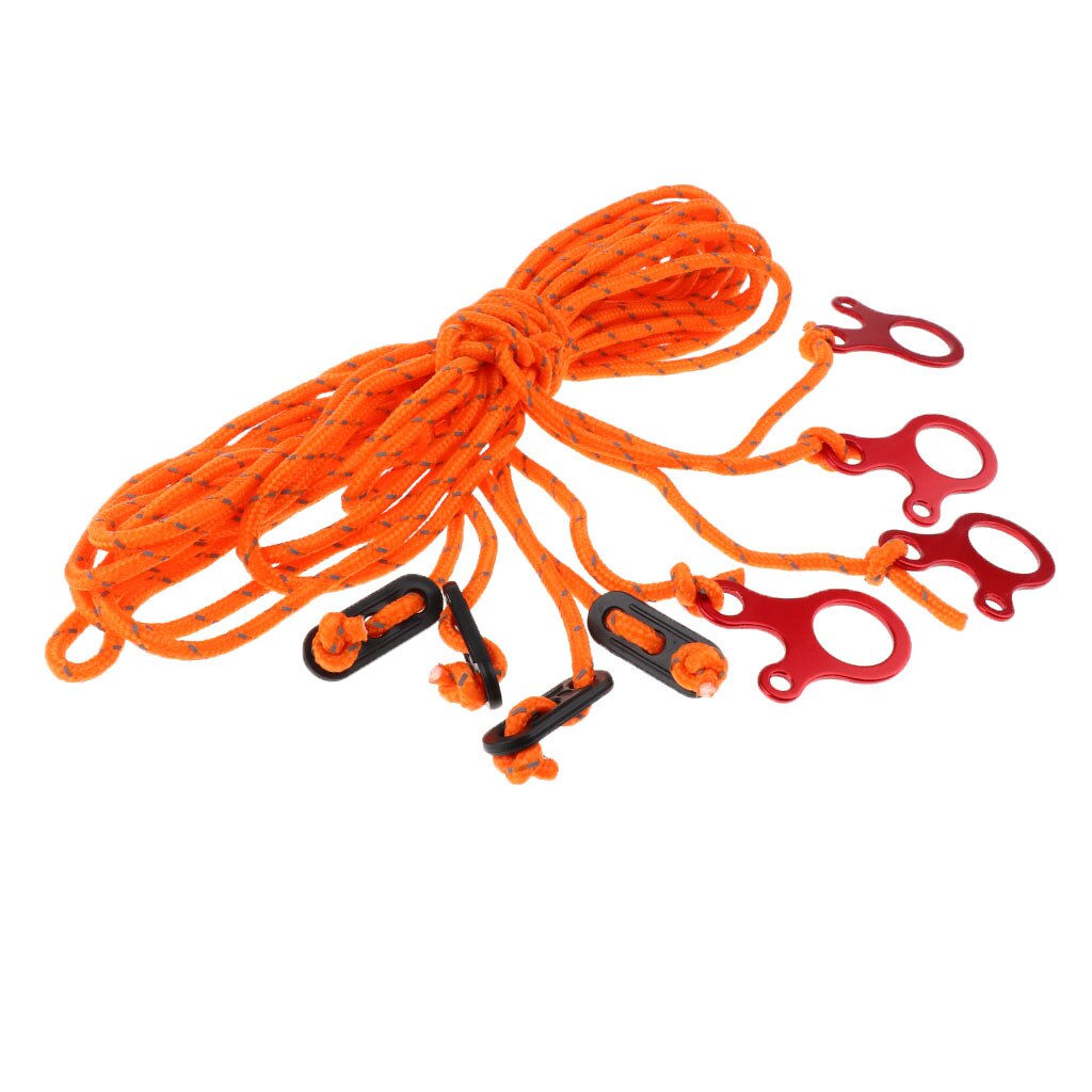 4 pièces 4mm réfléchissantes bâches de pluie tente Guide corde Guy ligne cordon avec ajusteurs pour la randonnée Camping sac à dos: Orange 2m