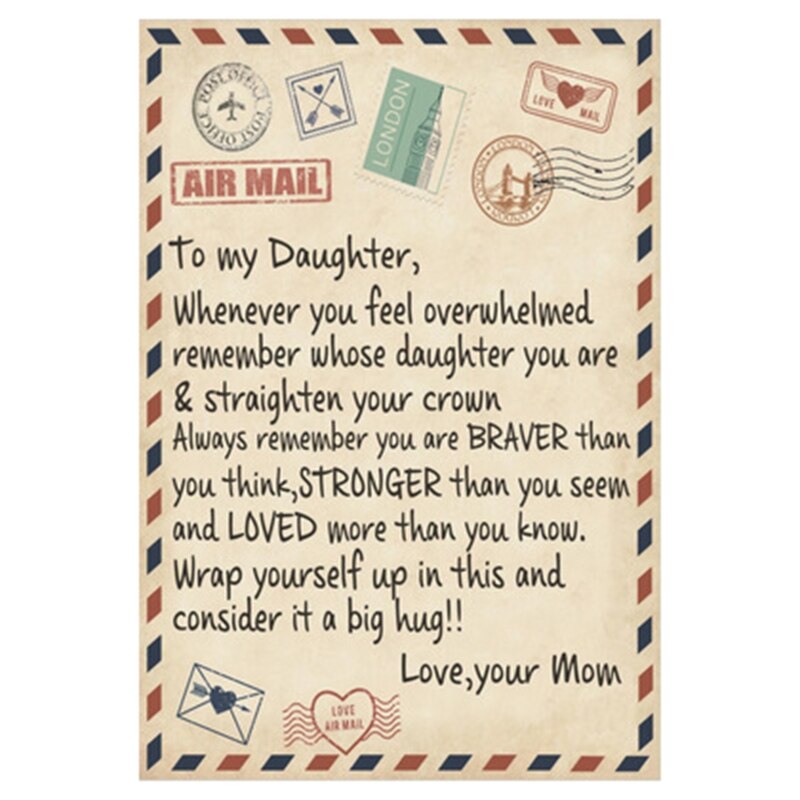Fleece Deken Om Mijn Dochter Zoon Vrouw Brief Gedrukt Quilts Luchtpost Dekens Positieve Moedigen En Liefde: M 4