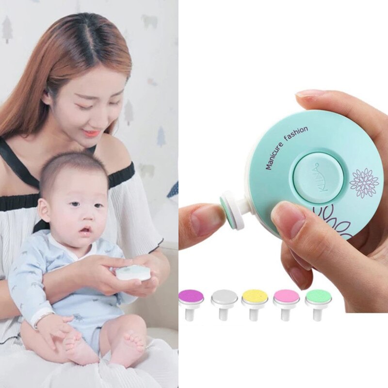 Baby Electric Nail Care Trimmer Infant Polisher Scissors 6Pcs Grinding Head Nail Clipper Cutter For Newborn
