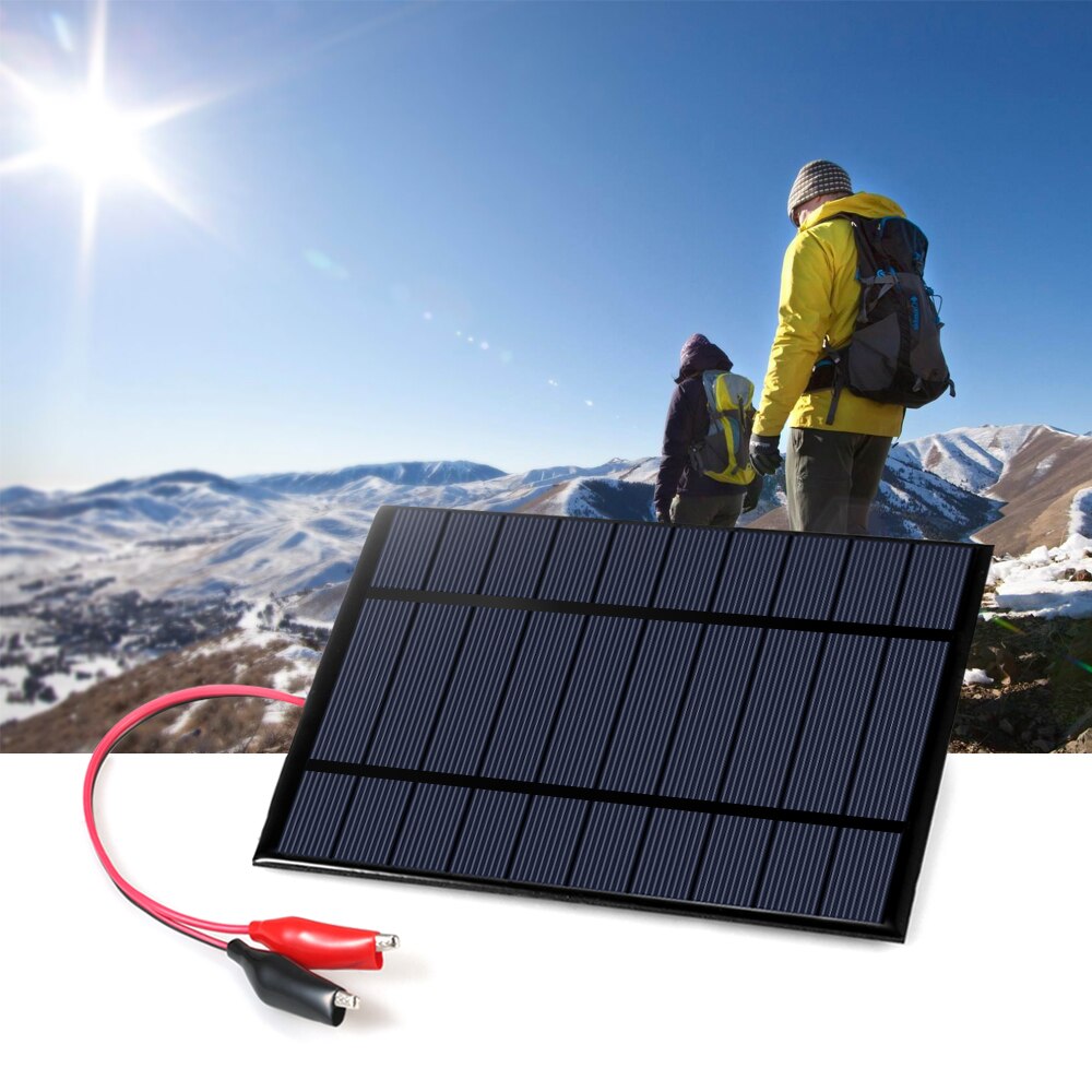 Polykristallijn Silicium Zonnepaneel 2.5W 5V Solar Charger Pane Met Alligator Clips Klimmen Charger Tablet Solar Generator