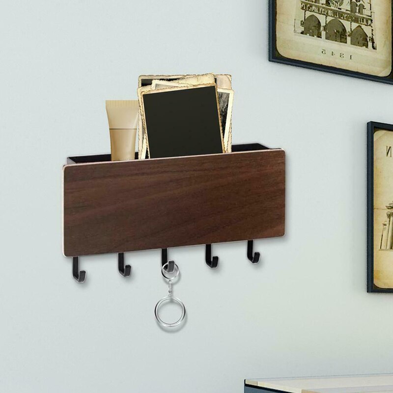 Wall Mounted Key Holder Key Chain Rack Hanger with 5 Hooks Multiple Mail and Key Holder Organizer for Door Entryway Hallway