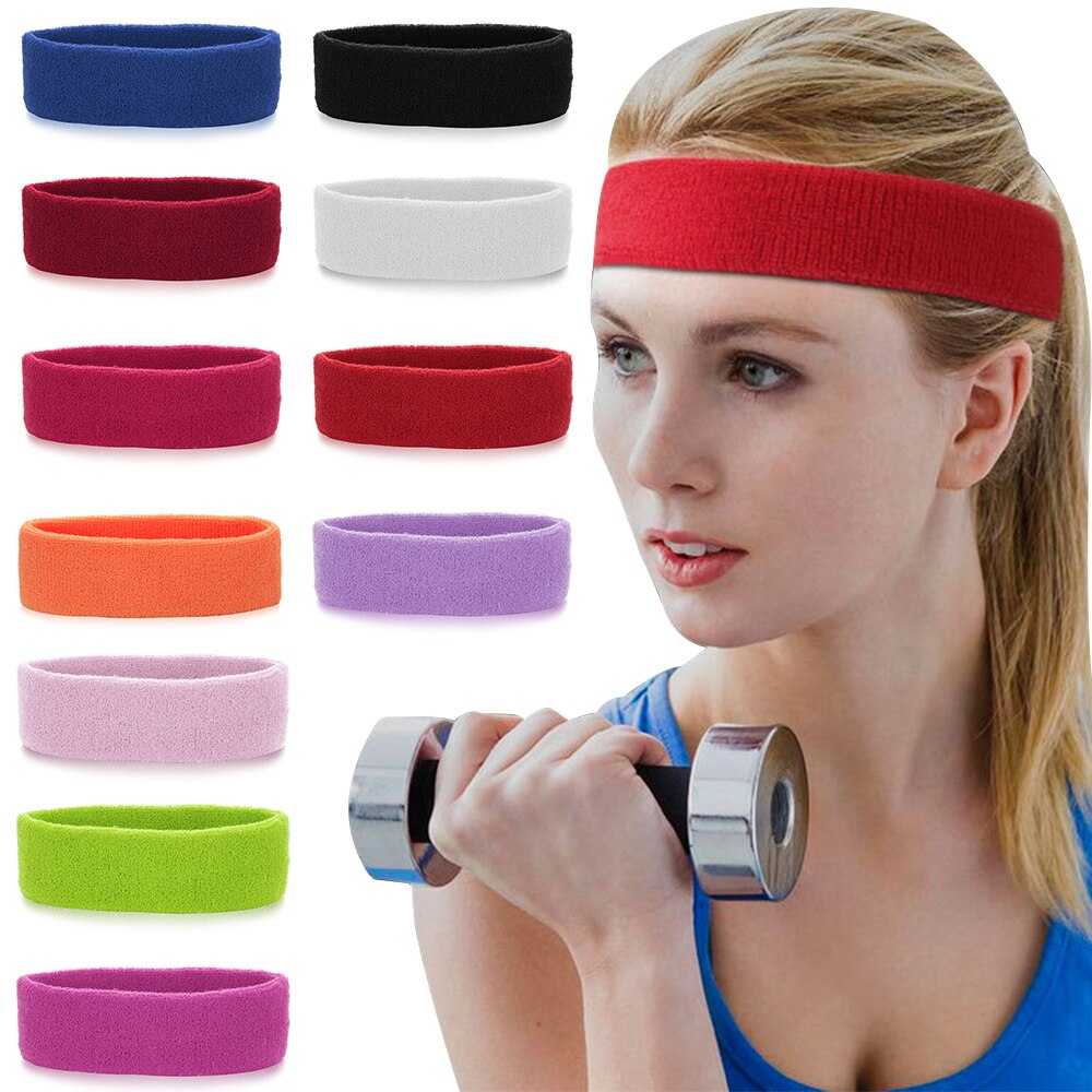 1PC Multicolor Cotton Unisex Sweatband Elastic Athletic Hair Bands Terry Cloth Moisture Wicking Working Outside Sports Accessory