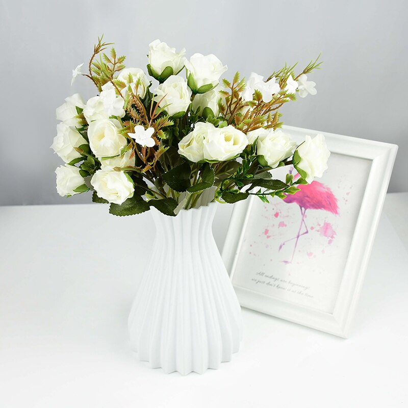 Ramo de flores artificiales Multicolor de 10 cabezas, rosas de seda falsas para decoración de hogar, jardín, , boda Vintage, 1 unidad