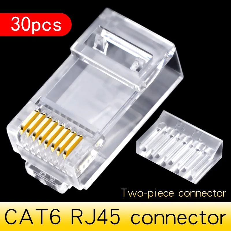CNCOB Cat6 utp korte lichaam, twee stukken, platte kabel rj45 connector 8P8C modulaire netwerk connector Ethernet computer plug 50 stuks: Oranje