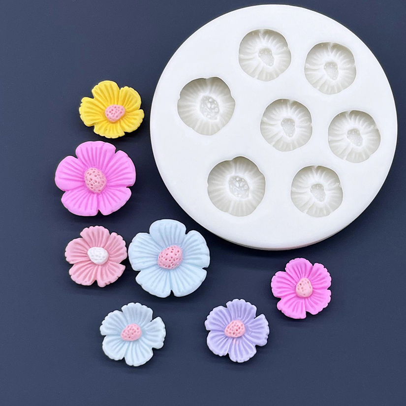 Molde de silicona para artesanía de azúcar con margaritas y flores, herramientas de resina para hornear magdalenas, herramientas de decoración de tortas con fondant: Caqui oscuro