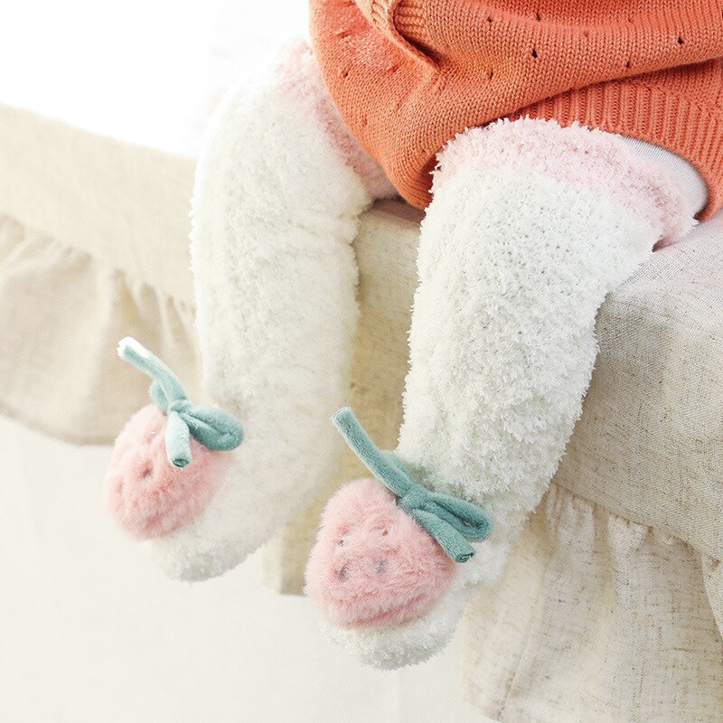 Calcetines con dibujos de perro y elefante para bebé, terciopelo Coral, suaves y cálidos, calcetín para niño de 0 a 3T, 1 par
