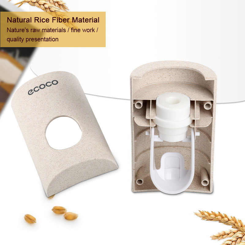 Automatic Toothpaste Dispenser Wheat Straw Toothbrush Holder Waterproof Dustproof Toothpaste Squeezers Bathroom Accessories Set