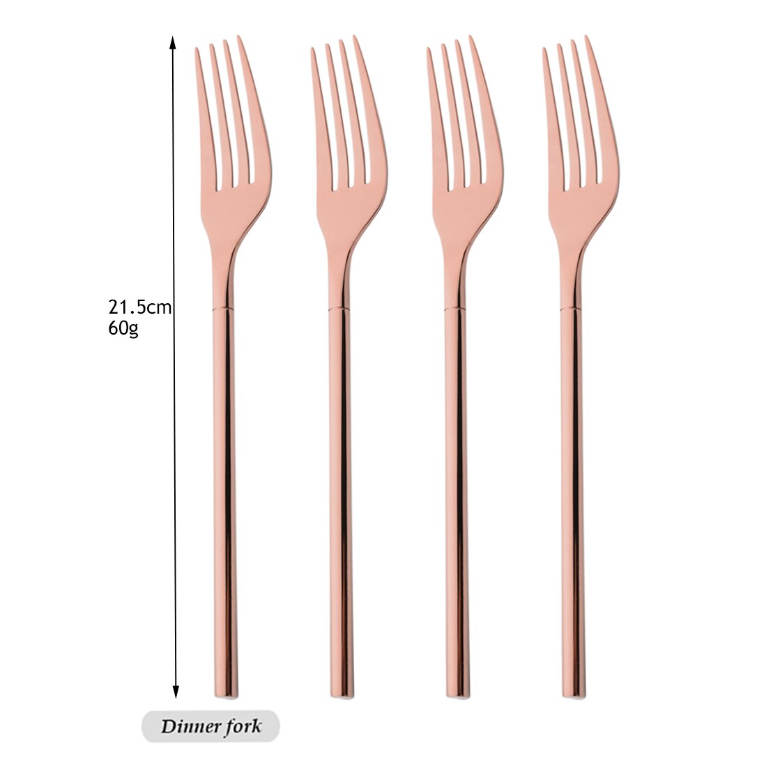 Drmfiy 4/16pcs Noir Ensemble de Vaisselle Couteaux Fourchettes Cuillères Couverts En Acier Inoxydable Couverts Couverts Cuisine Vaisselle: Rose  Fork 4pcs