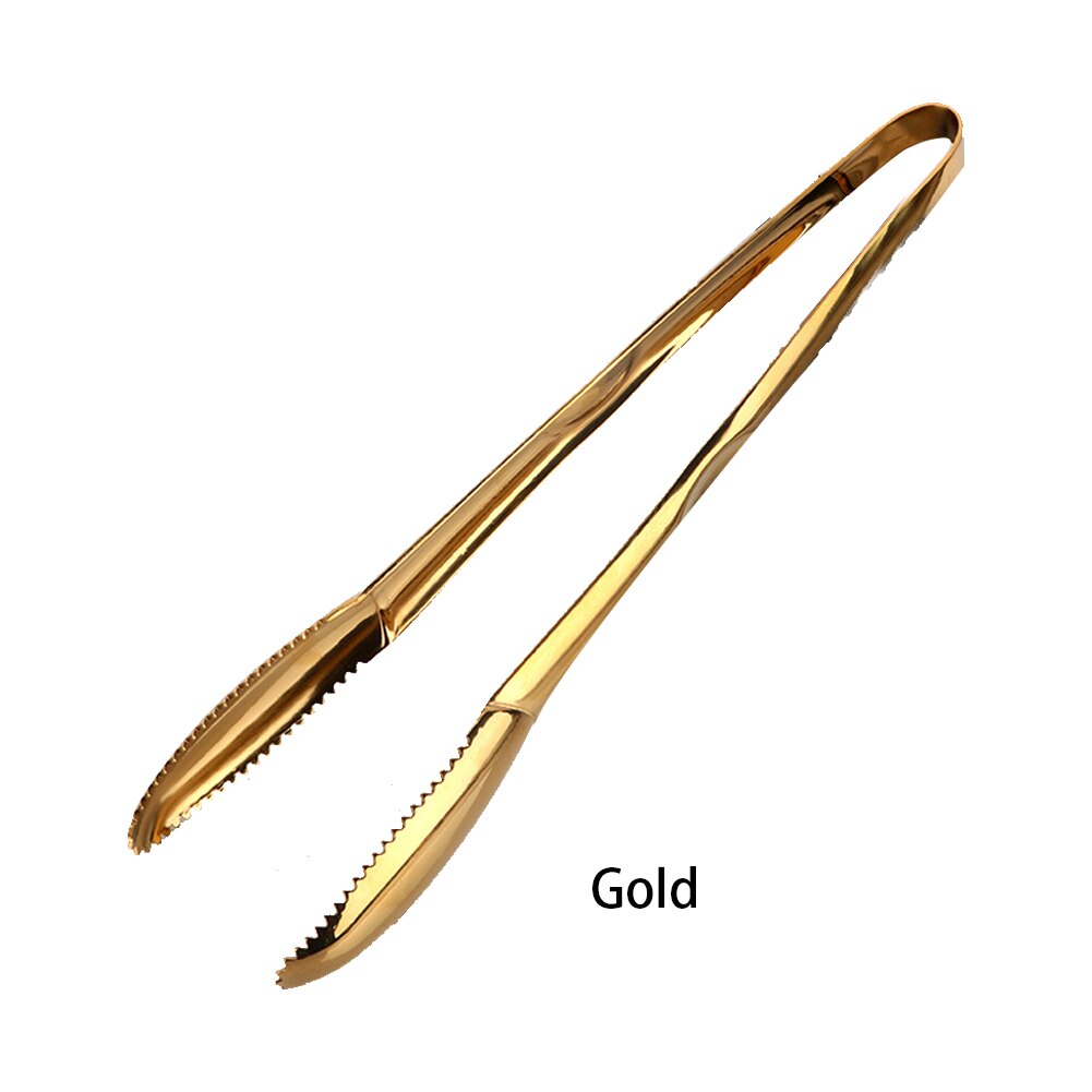 Kitchen Tongs Stainless Steel Food Tongs Golden Bread Clamp Salad Clip Baking Pastry BBQ Kitchen Cooking Utensils: Gold