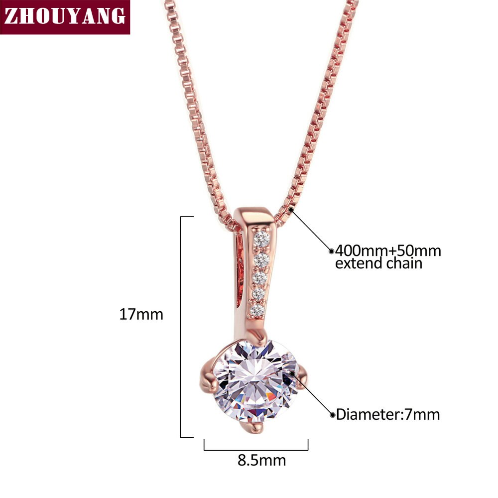 Top Klassieke Eenvoud Zirkoon Rose Goud Kleur Hanger Neclace N426 N427
