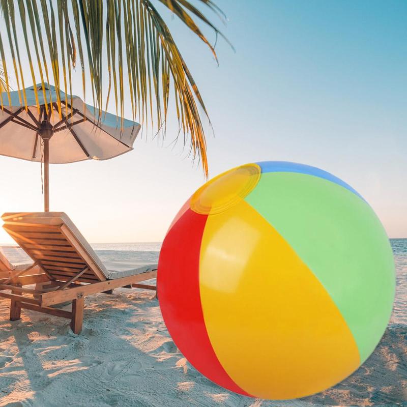 Inflatable Beach Ball PVC Water Balloons Rainbow-Color Balls Summer Outdoor Beach Swimming Toys