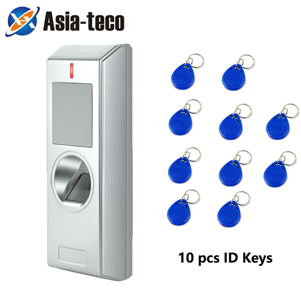 Ip67 vandtæt metal biometrisk fingeraftryk adgangskontrolsystem rfid 125 khz læser dør adgangskontrol 2000 brugere: Hf1 10 blå nøgle