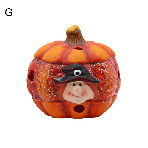 Halloween Witch Pumpkin LED Night Light Decoration Artificial Ceramic Desk Model KTV Home Party Halloween Decor: G