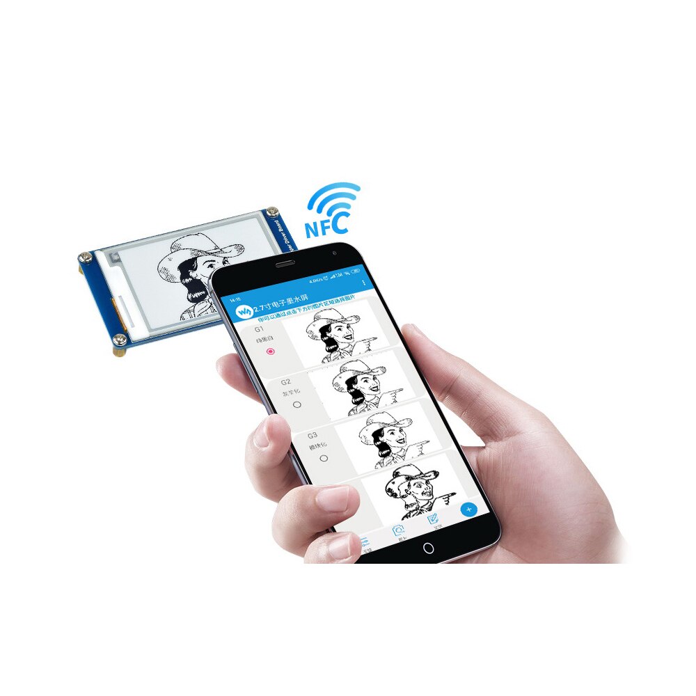 E-paper E-ink Módulo de pantalla de tinta electrónica de papel electrónico, 2,7 pulgadas, inalámbrico, funciona con NFC, para IOS, Android, aplicación de teléfono móvil, sin batería, 264X176