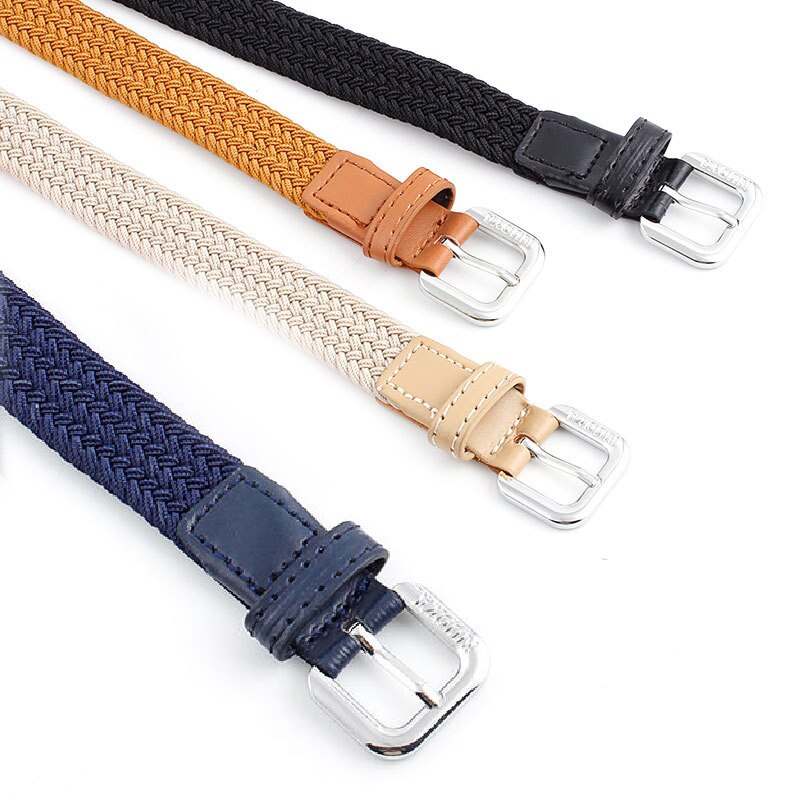 Unisex Elastic Braided Belt Elastic Solid Color Weave Belts For Women Men Jeans Belts Pin Buckle Woven Belt
