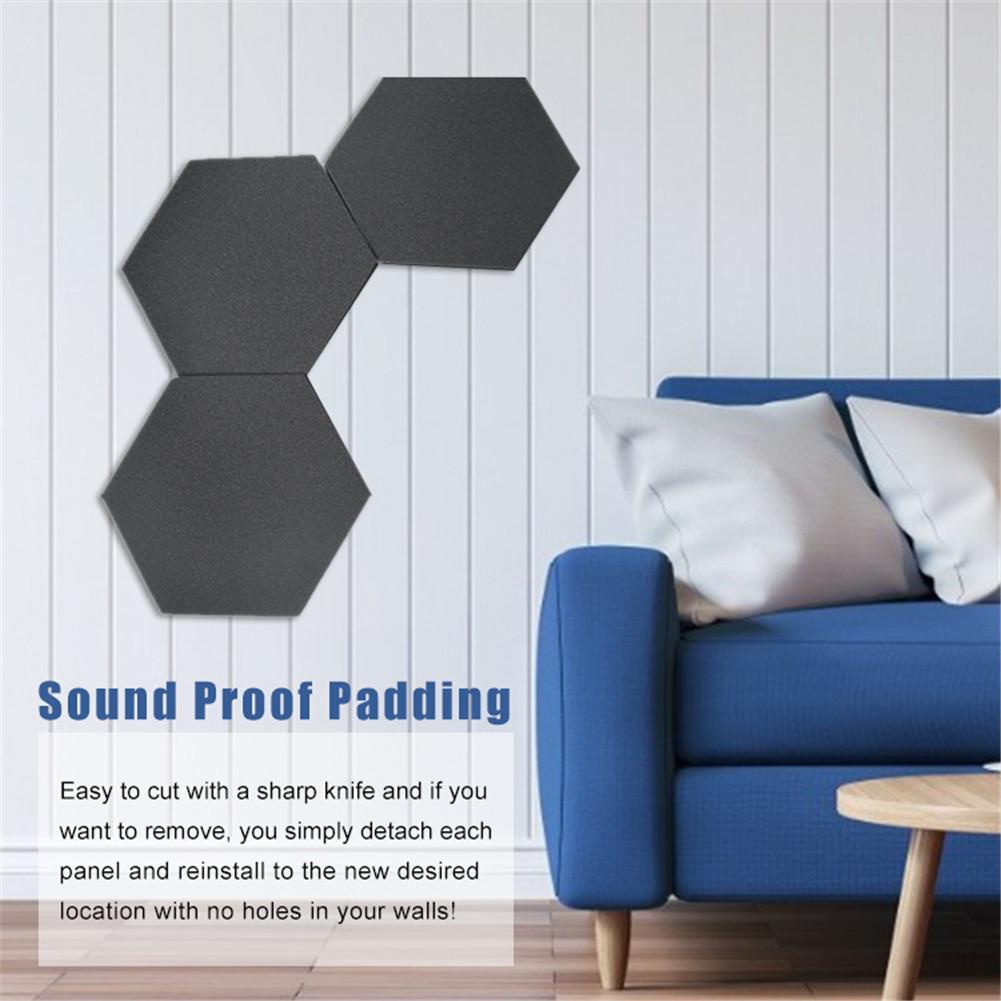 6PCS Acoustic Panels Hexagonal Sound Proof Padding Sound Dampening Panels for Home & Offices Wall KTV Recording Studio #CW