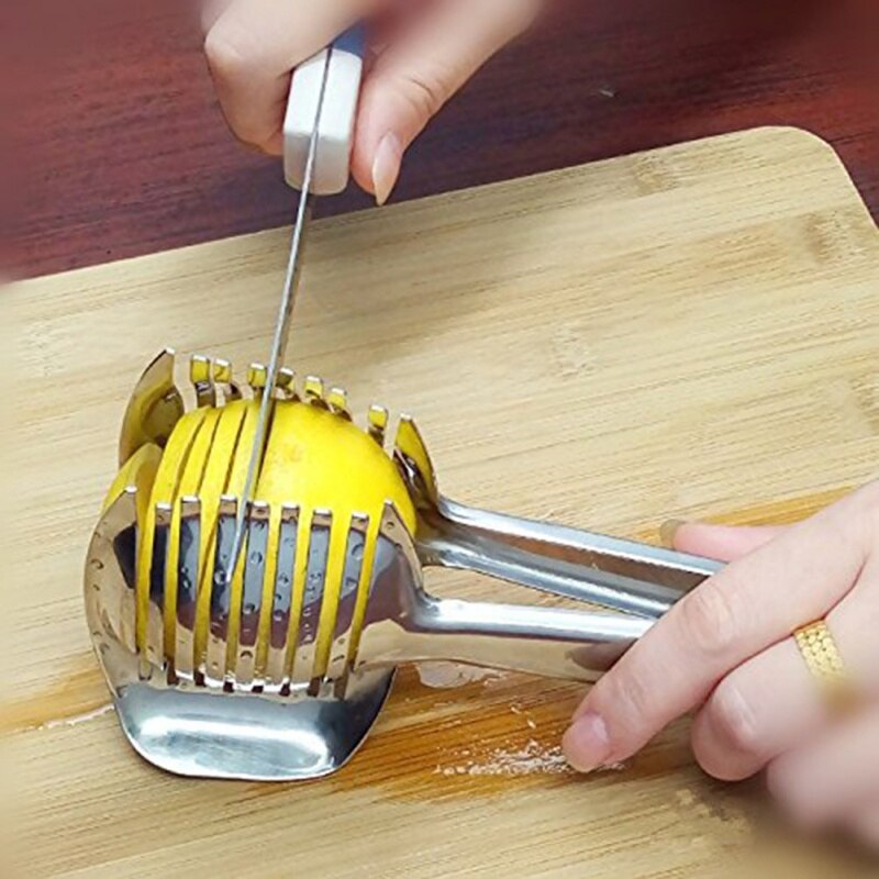 Stainless Steel Potato Slicer Tomato Cutter Tool Shreadders Lemon Cutting Holder Cooking Tools Kitchen Accessories