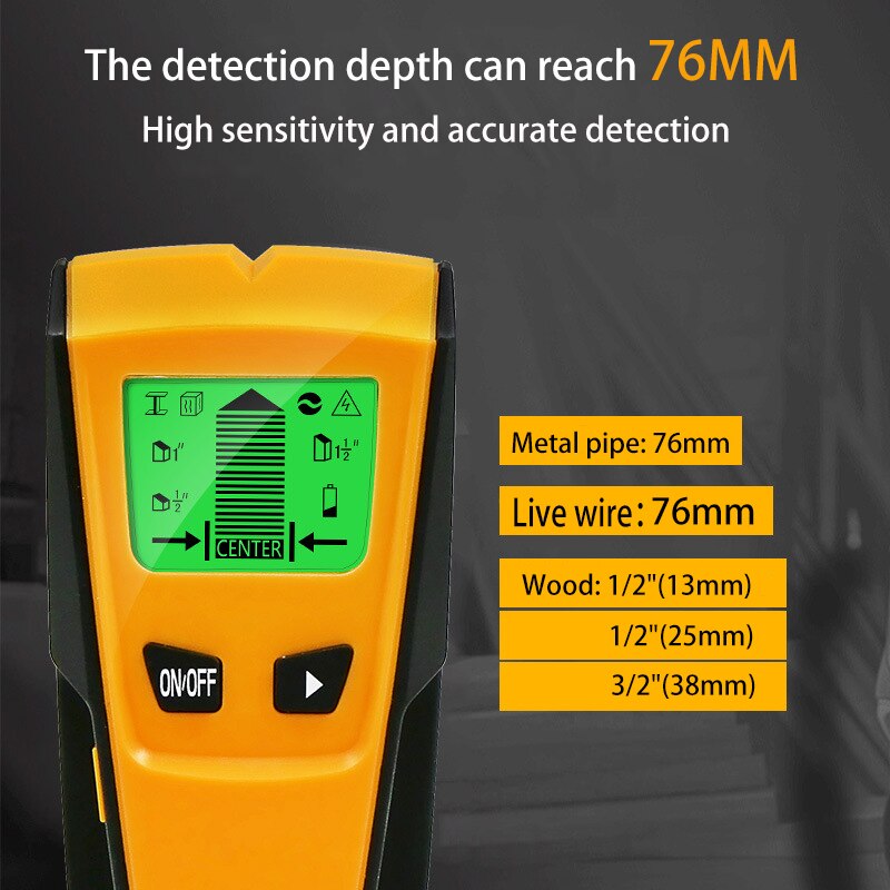 3 In1 Pinpointer Metal Detectors Stud Center Finder Search Metal AC Live Wire Detector Wall Scanner Gold Finder Electric Box