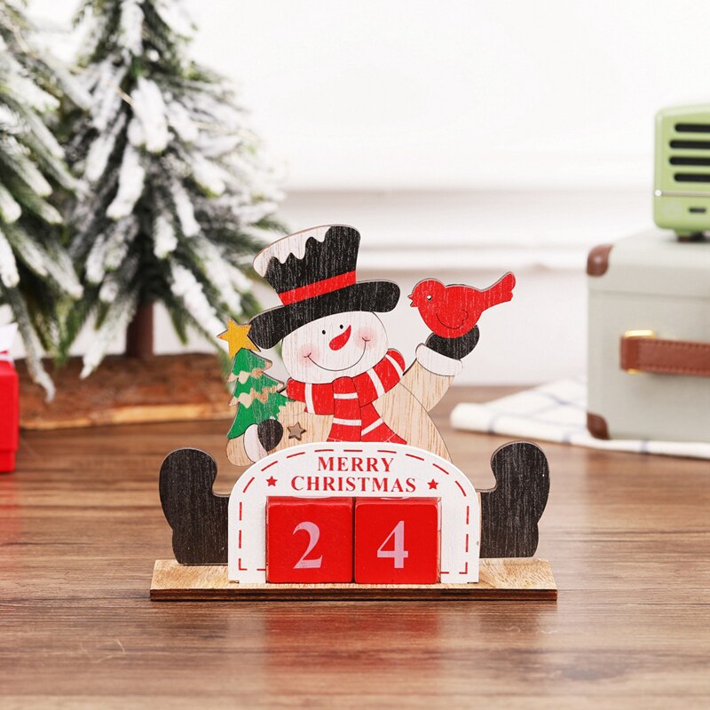 Ornamenten kalenders kerstversiering kerstman houten ornament rekwisieten decoratie licht ornamenten kalender hanger: A2