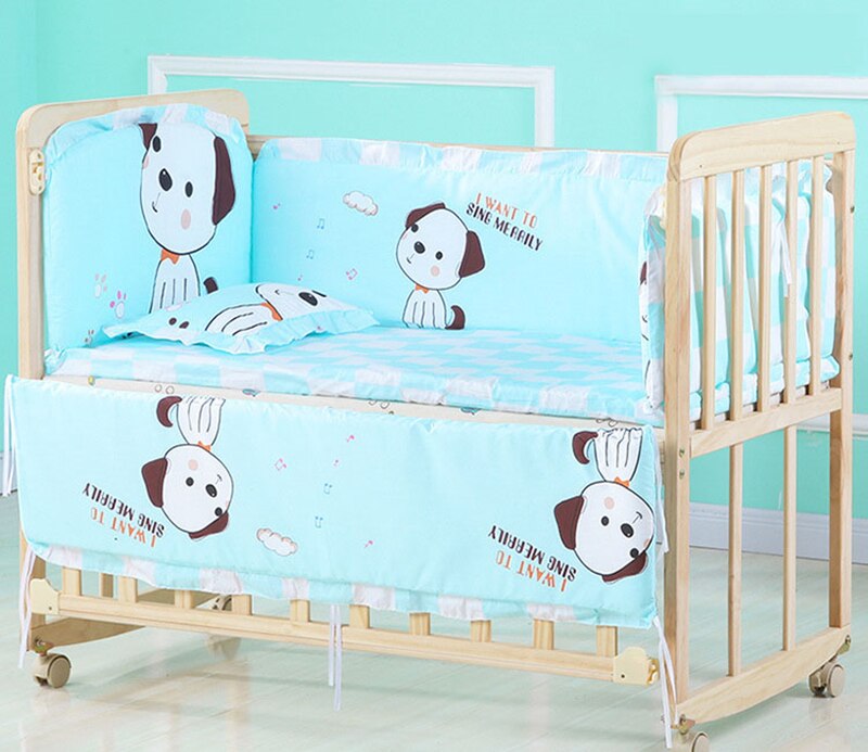 5 Stks/set Cartoon Geanimeerde Wieg Bed Bumper Voor Pasgeborenen 100% Katoen Comfortabele Kinderen Bed Protector Baby Wasbare Beddengoed Set