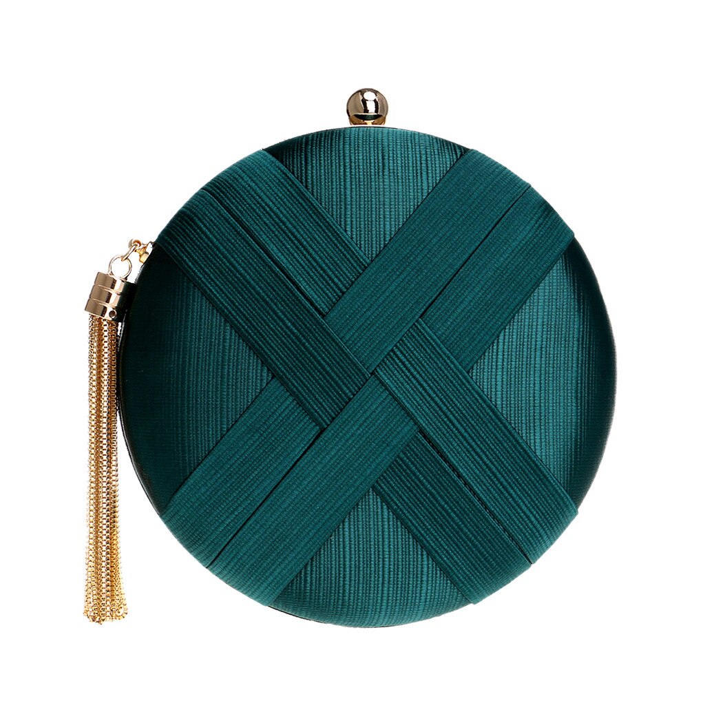 OCARDIAN – sac à main avec pompon en métal pour femme, pochette de jour avec chaîne, à bandoulière, pochette pour téléphone de soirée, 6J19: Green 