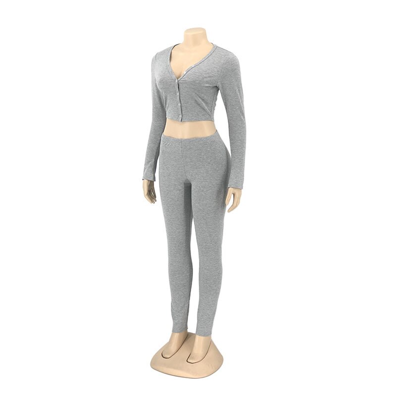 2 stuks effen strak zittend sportpak met lange mouwen voor dames, sexy v-hals, kort vestje, blote buik, stretch, slanke kokerbroek