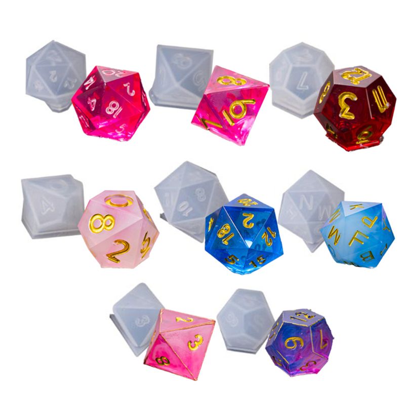 1 set 8 vormen dobbelstenen filet vierkant driehoek dobbelsteen mal dobbelstenen digitaal spel siliconen mal