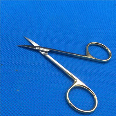 Øjensaks guldhåndtag kosmetisk plastikkirurgi instrument dobbelt øjenlågsværktøj oftalmisk operationssaks: 9.5 cm buet