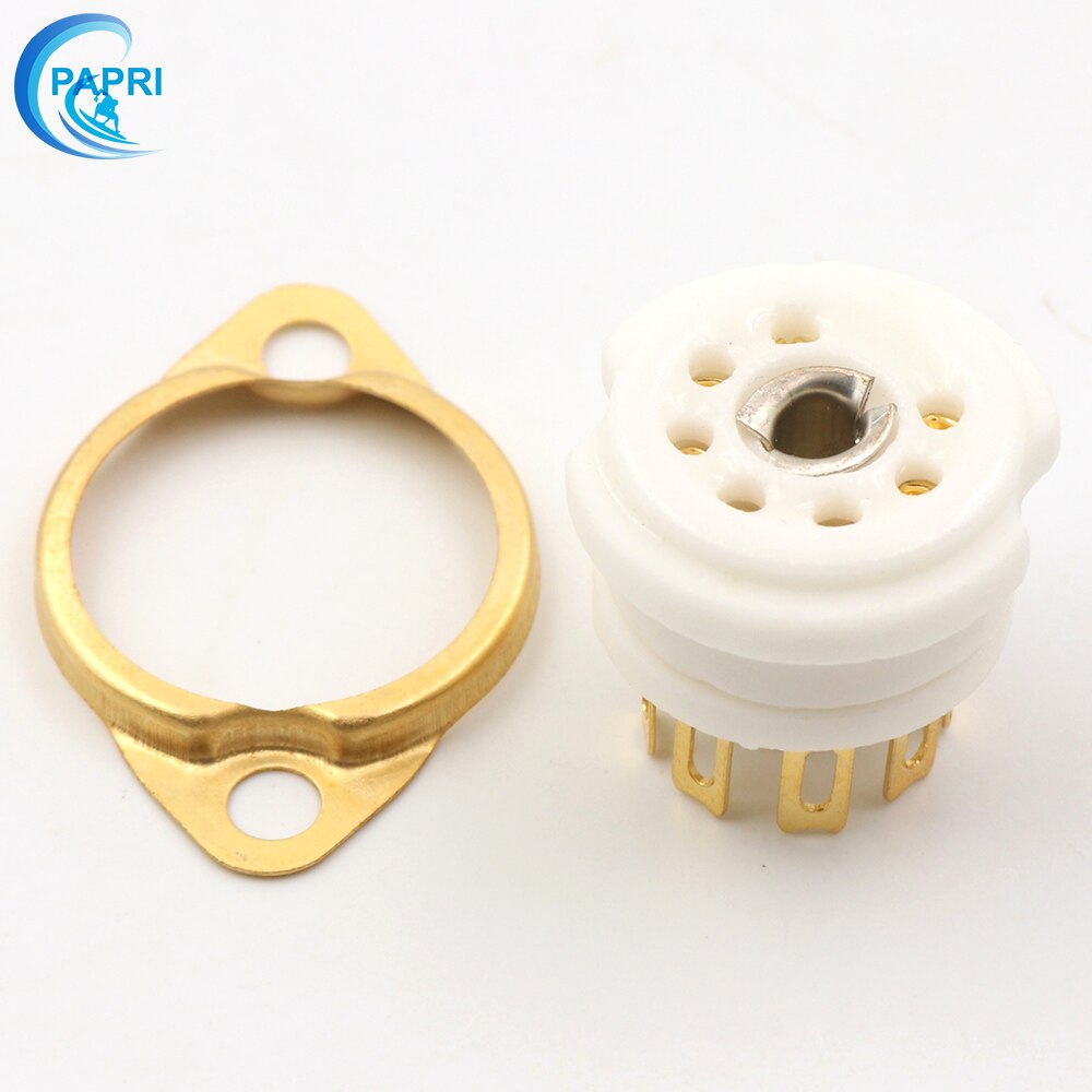 PAPRI 10PCS Chassis Mount ceramics 7pin Gold Plated Vacuum Tube Socket For 6J1 6J2 6J3 6J4 6J5 6Z4 EAA91 EC92 6A2 WY1 6H2 etc