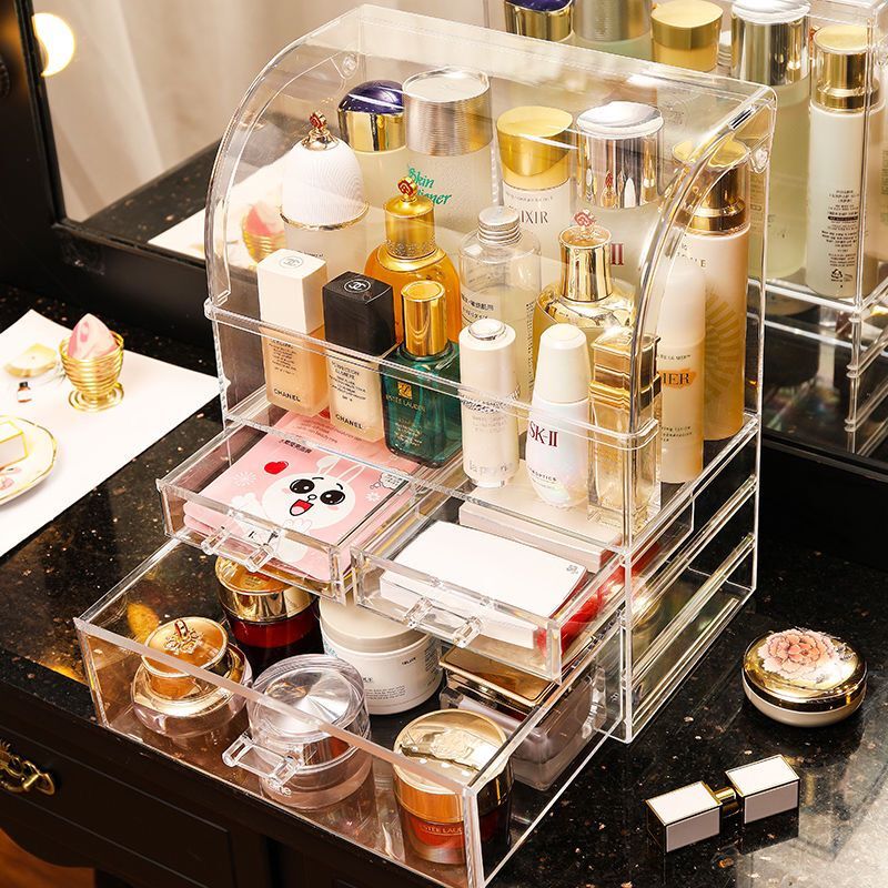 Drawers Makeup Organizer With Lid Clear Jewelry Storage Box Large Storage Case Clear/Transparent Desk Organizer