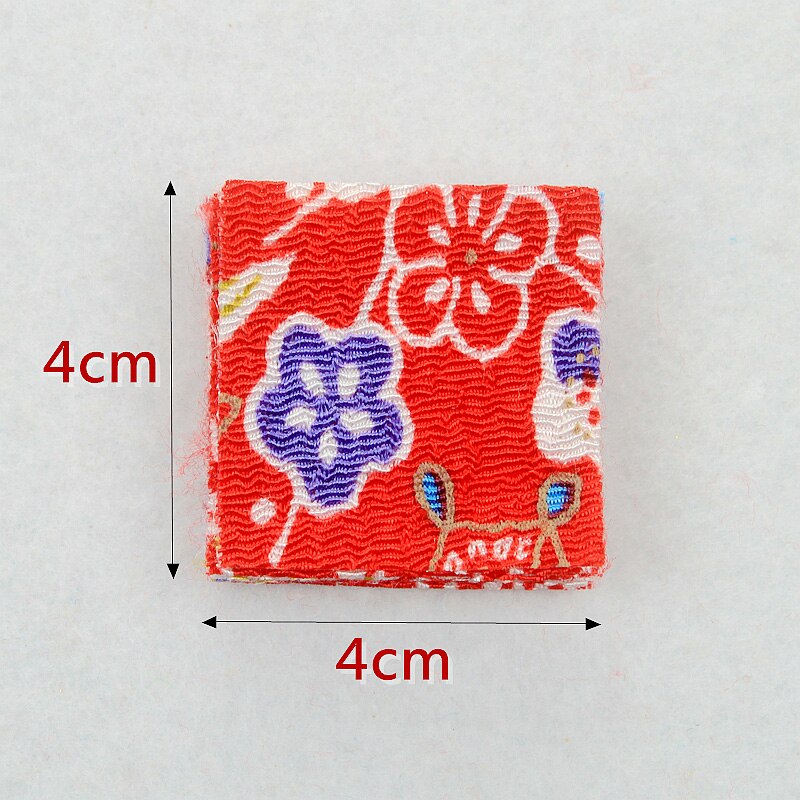 Japansk blomstret stof polyester rynkestof til kvinders hårtilbehør 4*4cm/ stk 10 stk/parti  p65