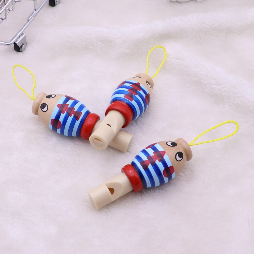 3Pcs Houten Cartoon Dier Fluitjes Educatief Muziek Instrument Geluiden Speelgoed Voor Baby Kids (Willekeurige Kleur)