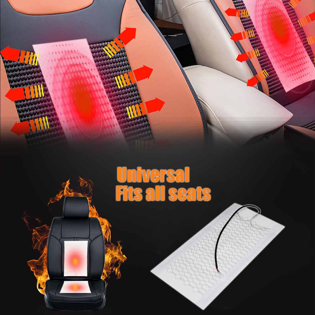 Universal 12V Carbon Fiber Heated Pad for Car Seat Heater Auto Car Seat Heating Mat Winter Warmer Vehicle Heater Pad
