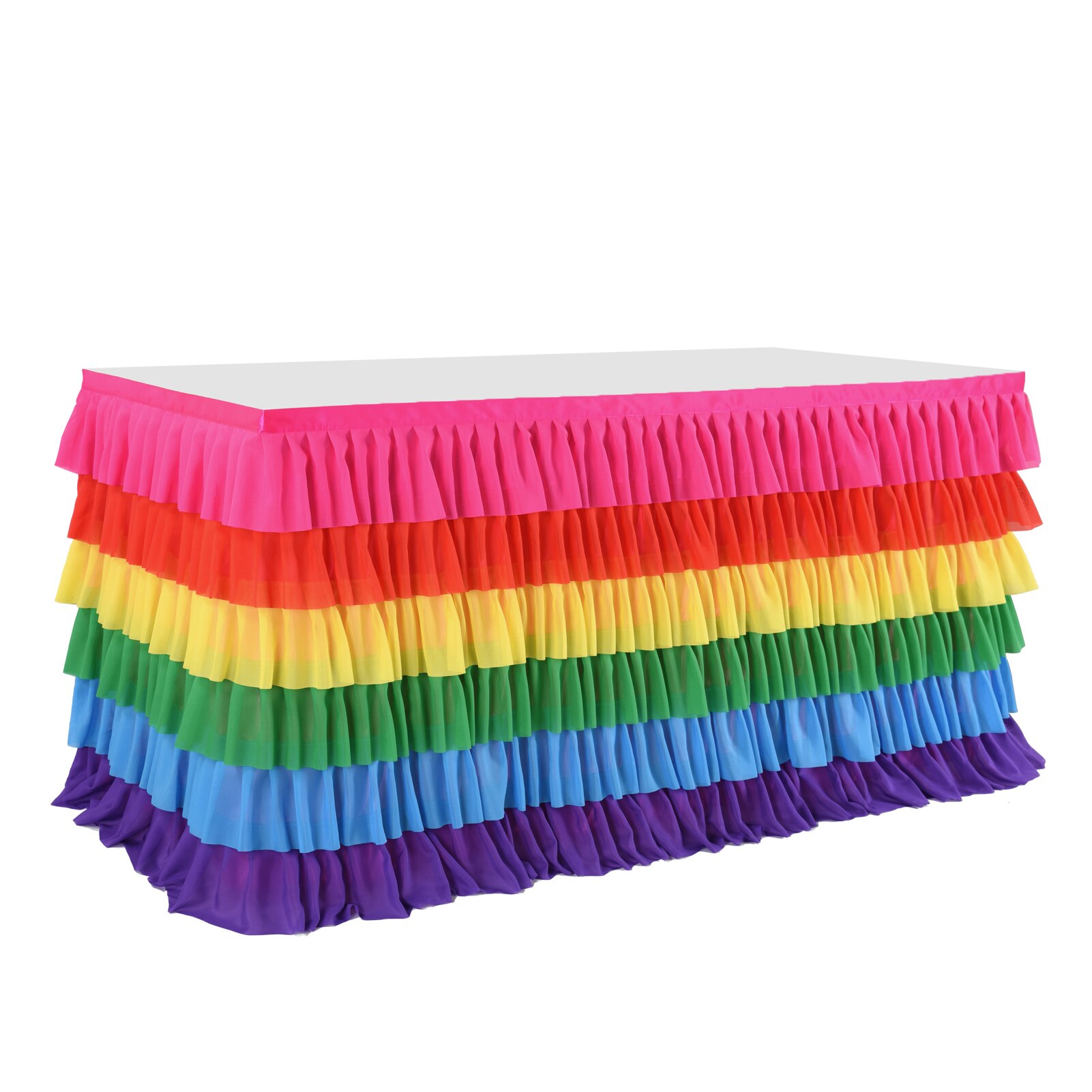 6 Layer Tulle Table Skirt Tutu Table Skirts Tableware Rainbow Baby Birthday Party Decorations Banquet Wedding Home Party Supply