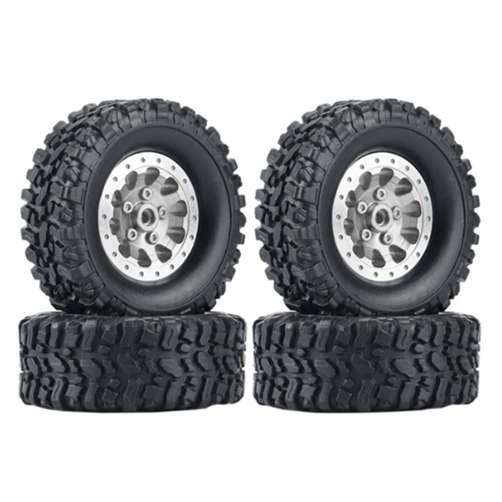 4Pcs Metal Beadlock Wheel Hub Wheel Rim And Rubber Tire For WPL C14 C24 B14 B24 B36 MN D90 MN99S RC Car Upgrade Parts: green