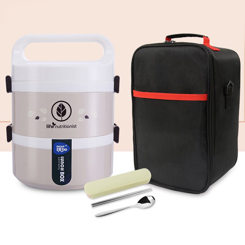 Micro-ondes étanche boîte à déjeuner en plastique enfants récipients de stockage des aliments en acier inoxydable boîte à déjeuner Bento Thermo isolé thermique japon: 2 Layer Gray