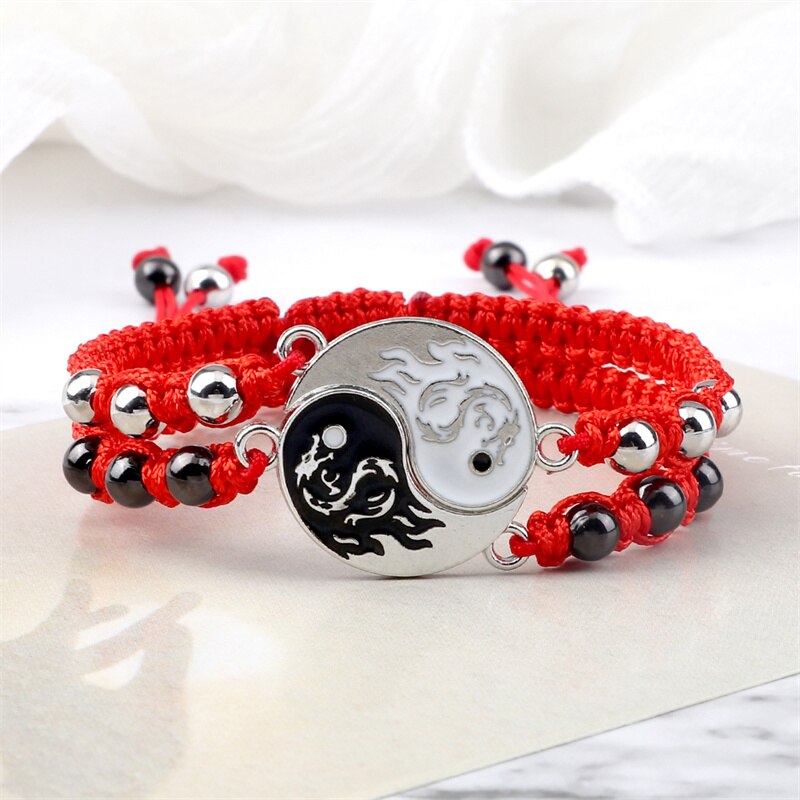 Draken Tai Chi Vlechtarmband Set - 2 Stuks - Yin Yang Koppel Armbanden