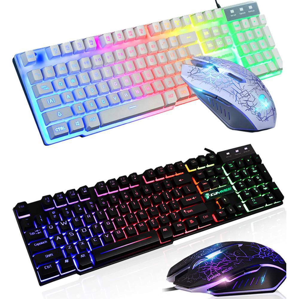 USB Wired T6 backlit gaming keyboard and mouse set T6 Suspended manipulator keyboard waterproof 800-2400DPI adjustable mouse