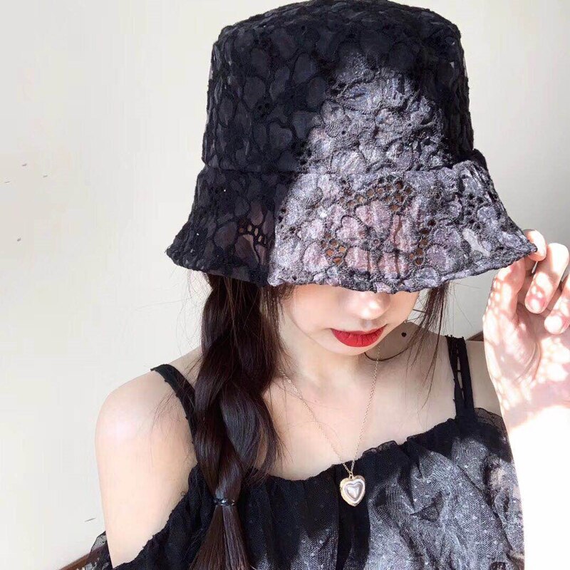 FOXMOTHER Korean Lace Hollow Flower Fishermen Caps Sun Casual Lady Bucket Hats Women Gorras Summer
