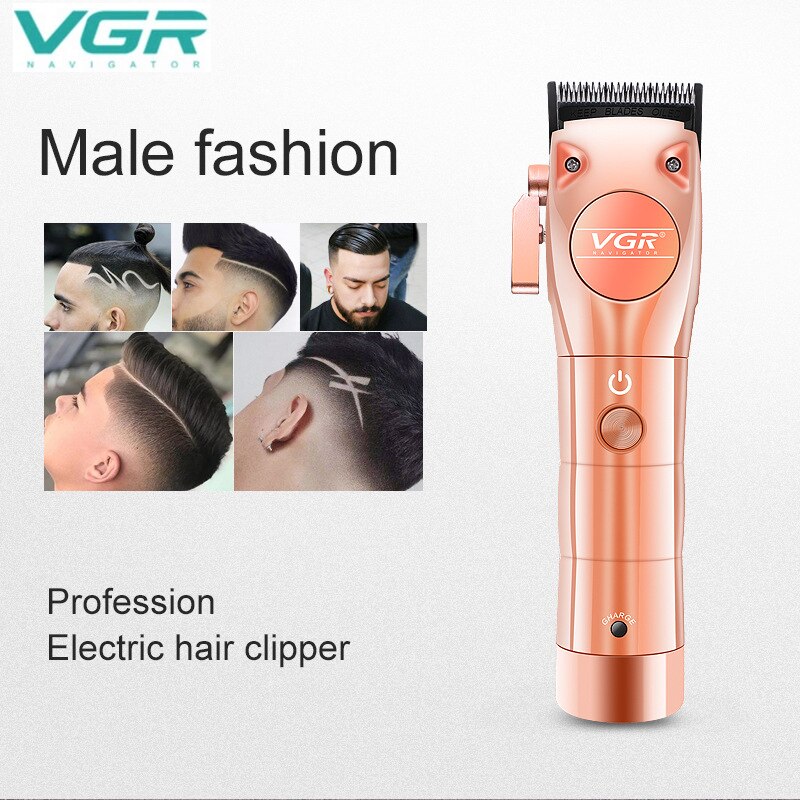Cortadora de pelo eléctrica VGR, cortadora de pelo de Metal, cortadora de pelo lavable, máquina de pelo con cabezal de aceite, máquina de pelo de carga rápida recargable