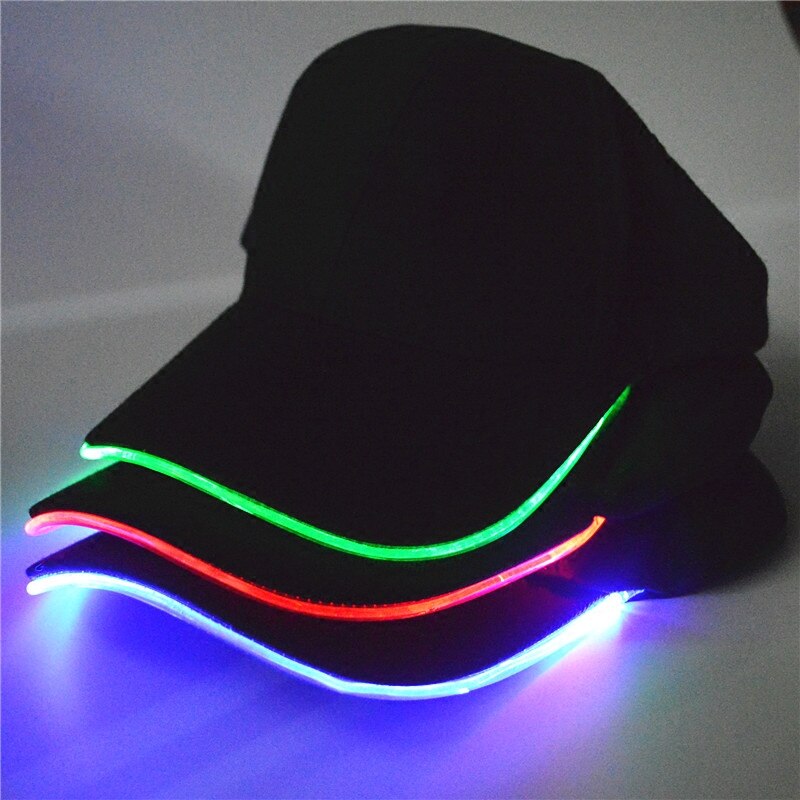 Justerbar farge led hodelykt cap led light cap baseball caps sceneytelse for unisex flash cap med batterilokk rødgrønn
