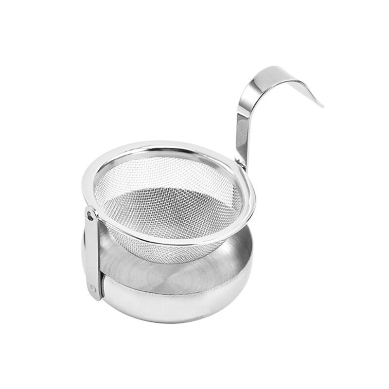 Stainless Steel Tea Infuser with Long Hanging Hook Drip Tray Rotatable Metal Fine Mesh Loose Leaf Strainer Cup Steeper: Silver