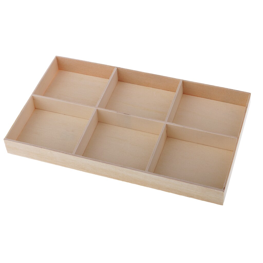 6 Grid Wood Desktop Storage Box Flower Plant Pot Storage Organizer